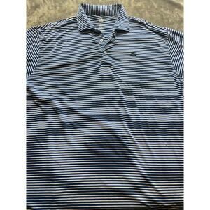 Turtleson Polo Shirt‎ Mens XL Blue White Striped Tour Performance Stretch